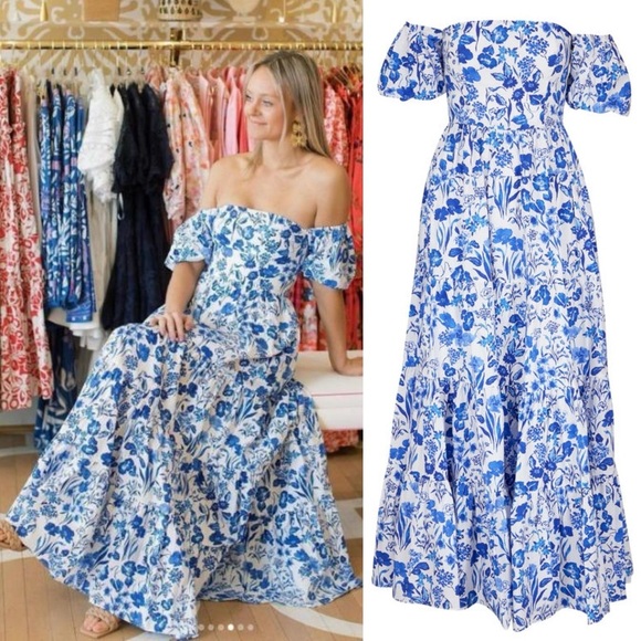 Cara Cara Wethersfield Dress Floral Garden Blue - 0 - Picture 1 of 8